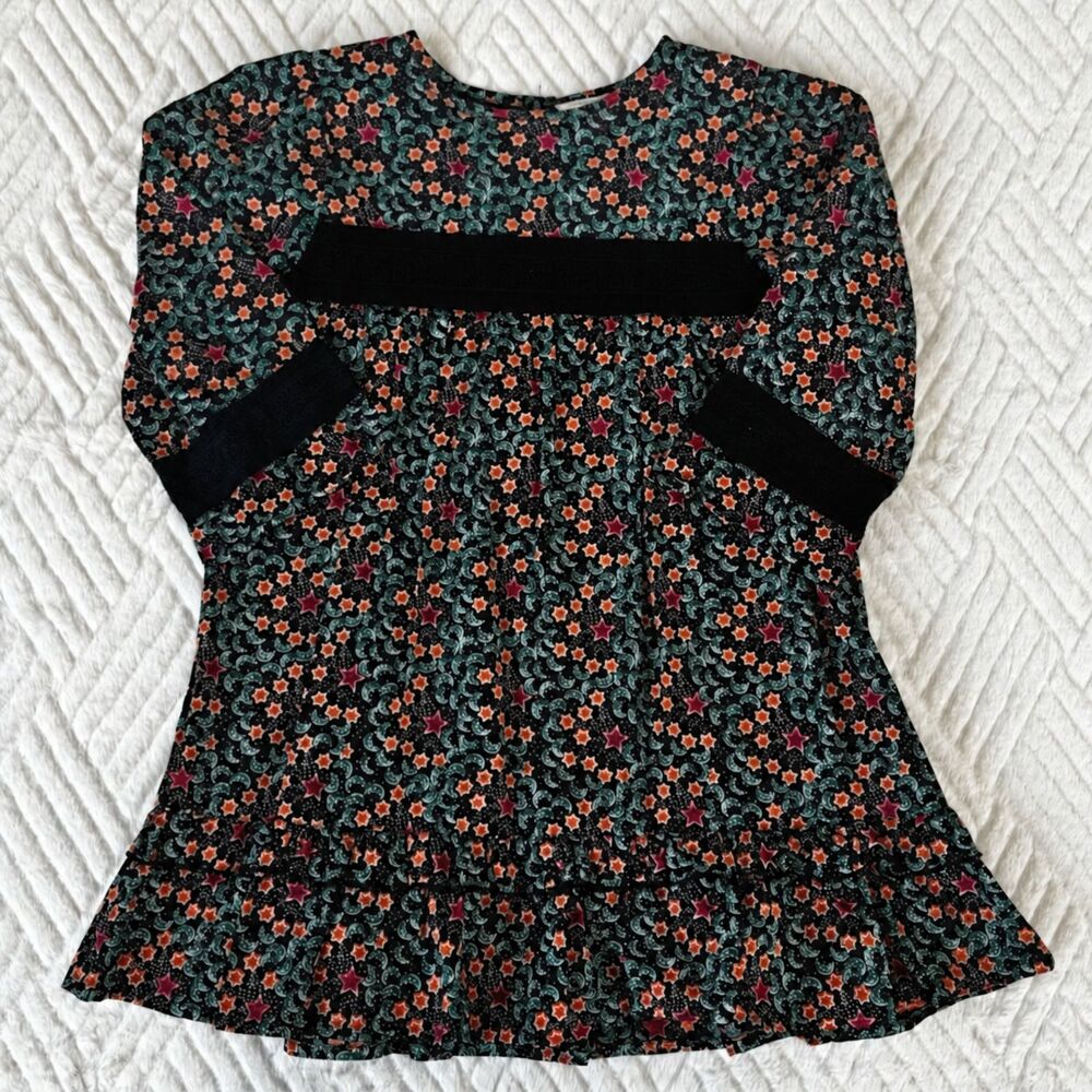 Roller Rabbit Girls Size 4 Etoiles Luna Star Moon Print Long Sleeve Dress